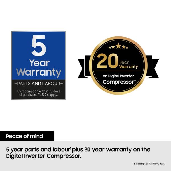 Samsung RS70F64KDTEU Series 6 SpaceMax™ Smart American Fridge Freezer in Silver_warranty