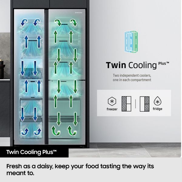 Samsung RS70F67QCTEU Series 7 SpaceMax™  Smart American Fridge Freezer in Silver_twin cooling plus