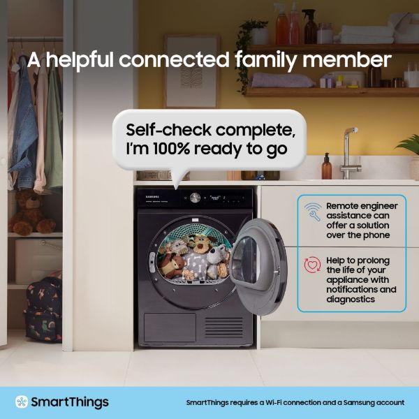 Samsung DV90T6240LB/S1 9kg AI Energy Smart Heat Pump Tumble Dryer in Black_smart things