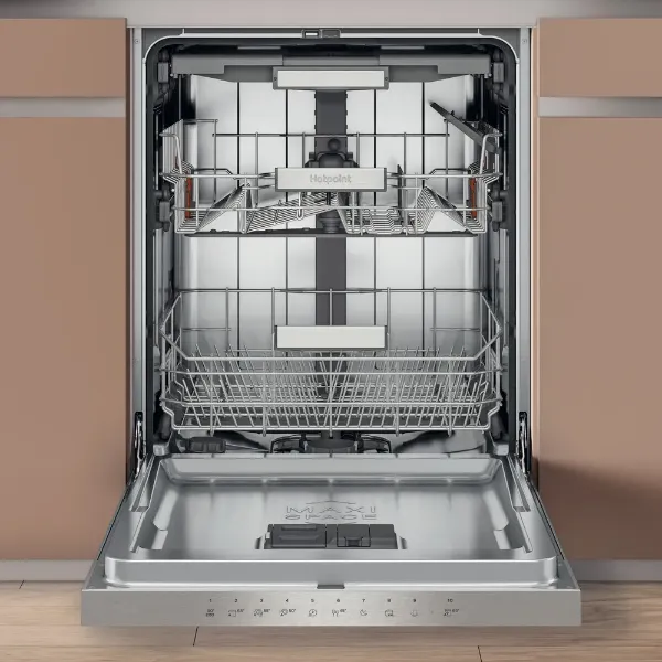 Hotpoint H5PC15M6 UK MaxiSpace Integrated Full Size Dishwasher with 3rd Rack open