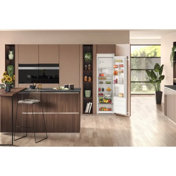 Hotpoint HTSD184011A1 Integrated Low Frost Tall Fridge with Ice Box open 2
