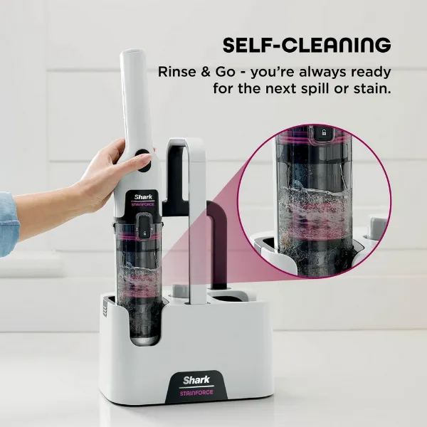 Shark HX100UKT Shark StainForce Cordless Stain-Destroying Spot Cleaner - White_self-cleaning