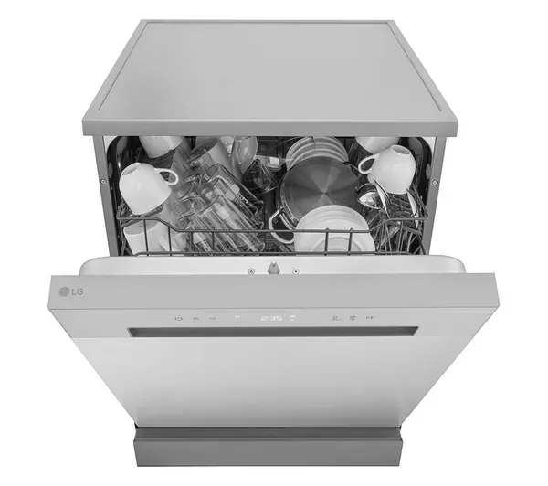 LG DF030FL 13 Place Setting Full Size Freestanding Dishwasher in Silver_door open