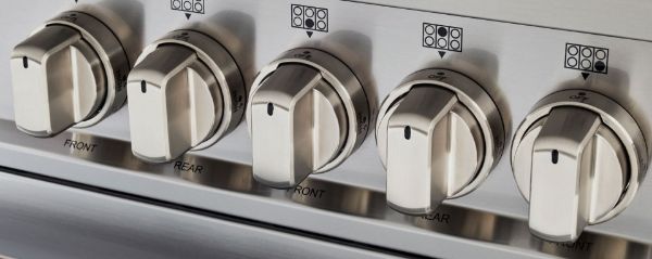 Bertazzoni Master 100cm Dual Fuel Twin Oven Range Cooker in Matt Bianco_Knobs