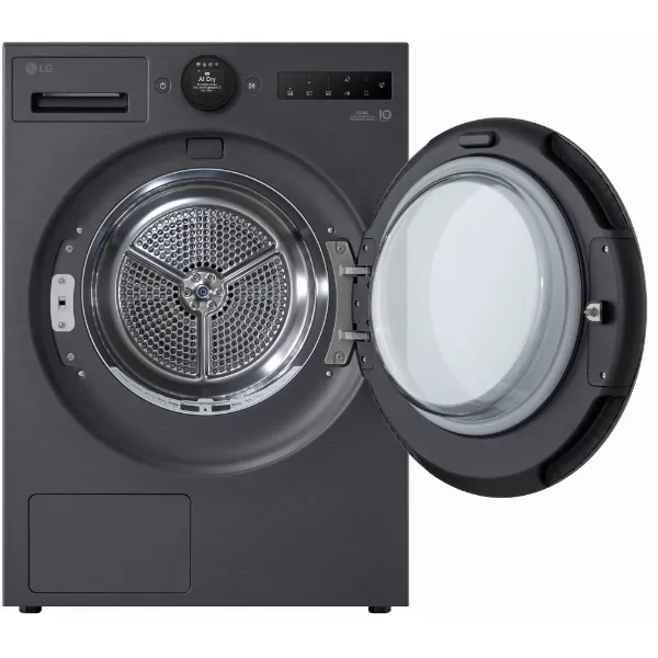 LG RHX7010TBB 10kg DUAL Inverter Heat Pump™ Dryer in Black_open door