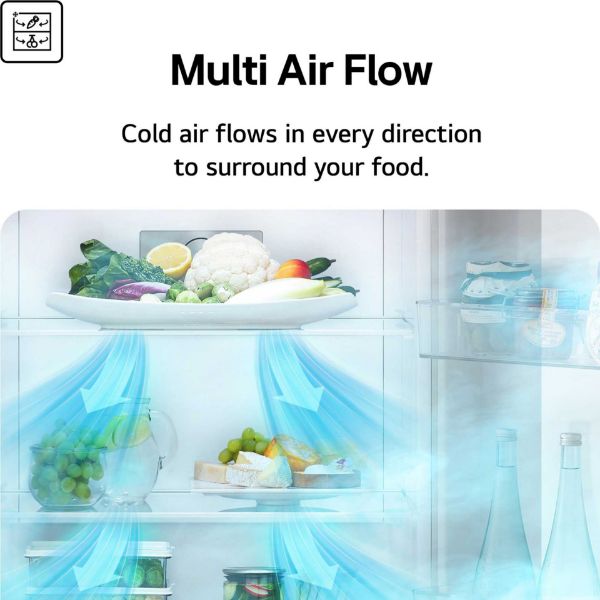 LG GBBSJ2CCPY 375L Freestanding Fridge Freezer in Silver_multi air flow