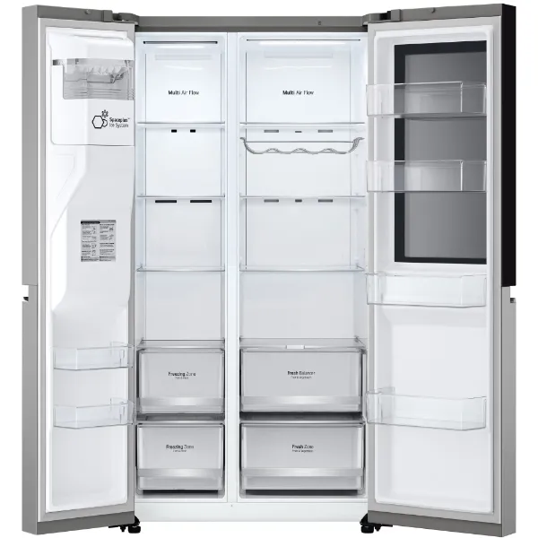 LG GSGV80PYLL 635L InstaView™ Side-By-Side American Style Fridge Freezer in Prime Silver_interior empty