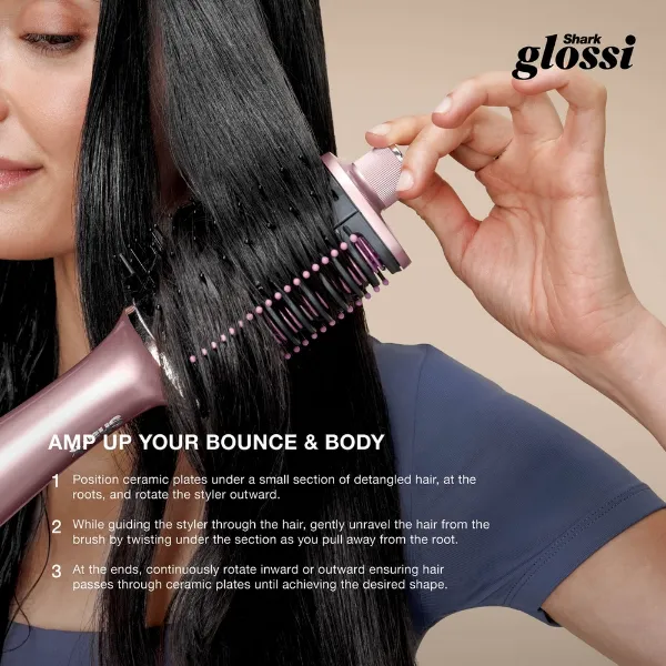 Shark HT302UKPK Glossi 2-in-1 Hot Tool and Air Glosser Brush - Pink_amp up your bounce and body