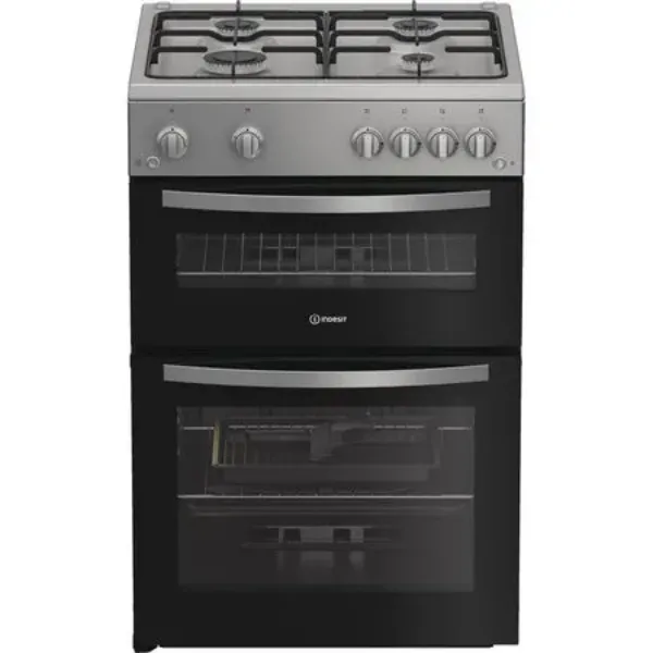 Indesit IDG6GS 60cm Gas Double Cooker - Silver