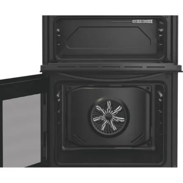Indesit IDE6VMB 60cm Electric Double Cooker with Ceramic Hob in Black