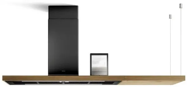 Elica BIO-ISLAND-BLK 120cm Island Cooking Hood in Black/Oak Wood