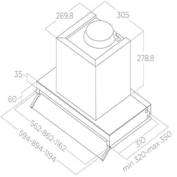 Elica BOXN-AD-DRY-60 Boxin Advance Dry 60cm Integrated Cooker Hood in Stainless Steel