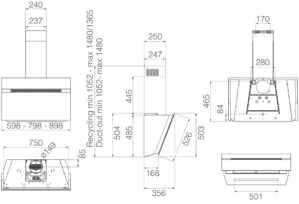 Elica NEAT-WH-90 90cm Wall Mounted Cooker Hood in White