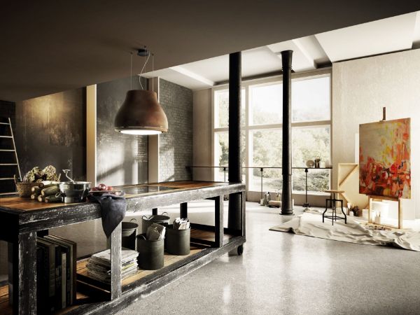 Elica SHINING-RUST 50cm Ceiling-Mounted Pendant Cooker Hood in Rust Finish
