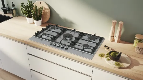 Bosch PCR9A5I90 Series 6 90 cm 5 Burner Gas Hob in Stainless Steel