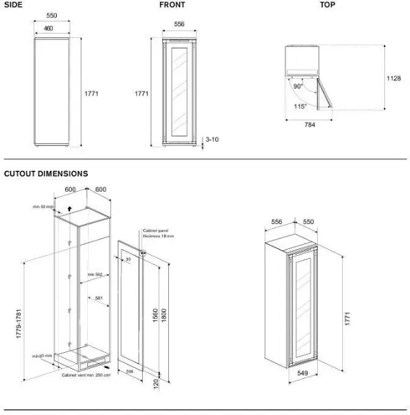 Bertazzoni RWC177B4TPNP 60cm Built-in Tall Wine Cooler