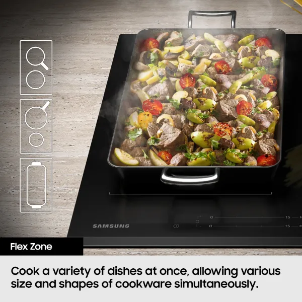 Samsung NZ85C6058FK/U1 Slim Fit 80cm 5 Burner Induction Hob with Flex Zone Plus - Black