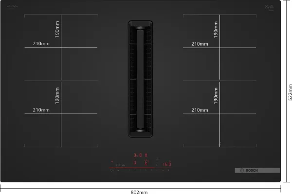 Bosch PVQ81AH26E 80cm Induction Hob with Integrated Ventilation - Matt Black