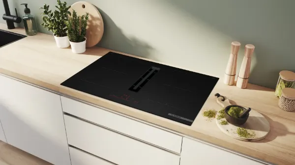 Bosch PVQ81AH26E 80cm Induction Hob with Integrated Ventilation - Matt Black