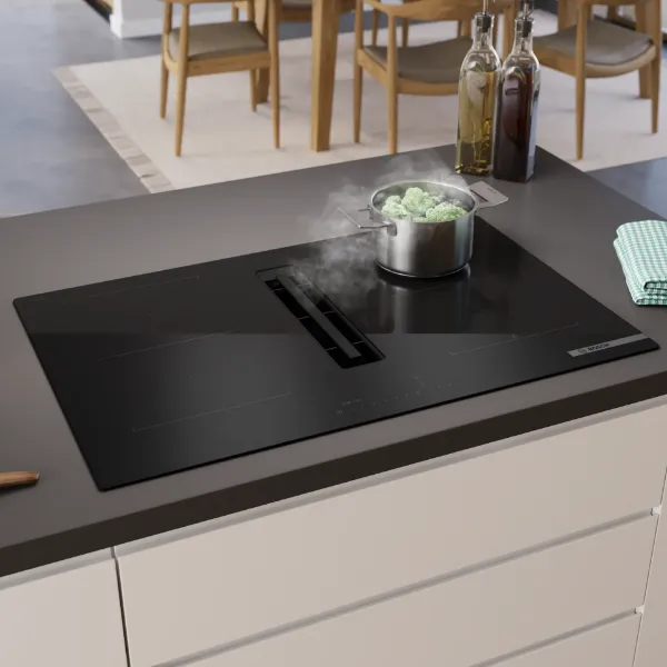 Bosch PVQ81AH26E 80cm Induction Hob with Integrated Ventilation - Matt Black