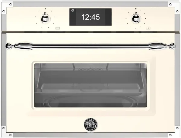 Bertazzoni FHER4077MTAX3 Heritage Series TFT 45cm Built-In Combi Microwave in Ivory/Chrome