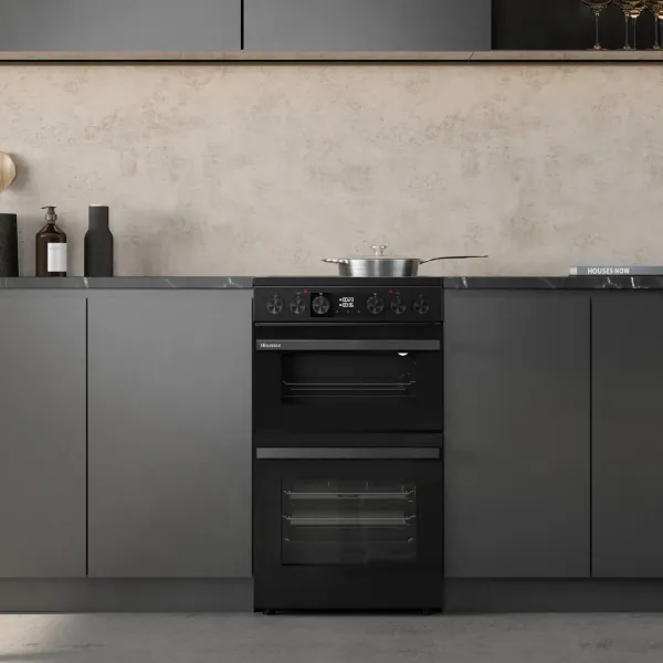 Hisense HDCEC5C10B 50cm Double Oven Electric Cooker with Ceramic Hob - Black