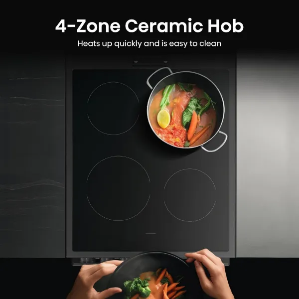 Hisense HDCEC5C10B 50cm Double Oven Electric Cooker with Ceramic Hob - Black