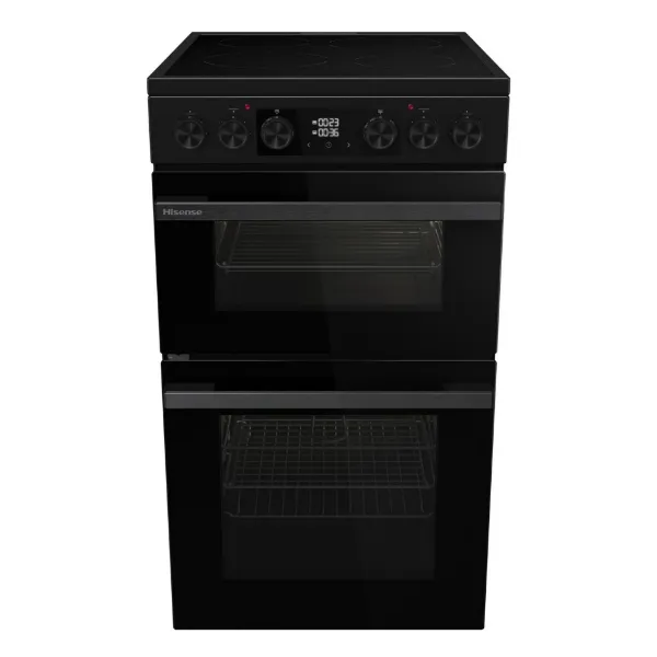Hisense HDCEC5C10B 50cm Double Oven Electric Cooker with Ceramic Hob - Black