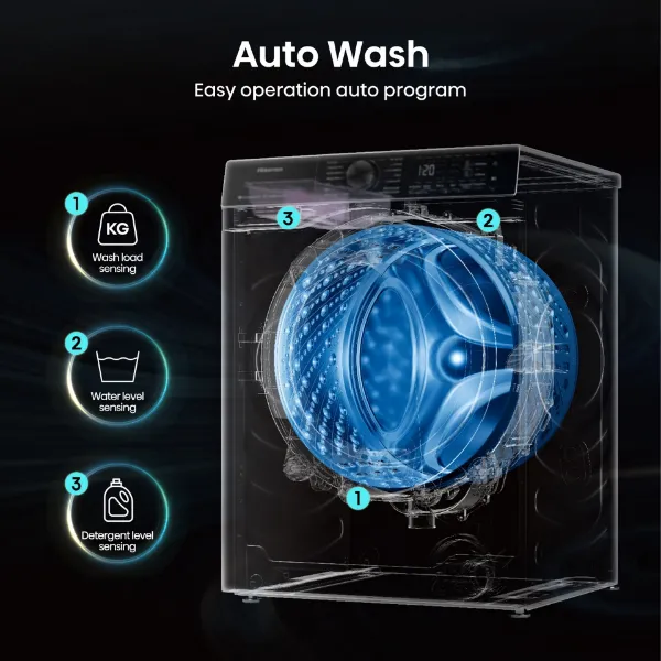 Hisense WF1Q1041BW 10kg 1400 Spin, Steam Washing Machine - White