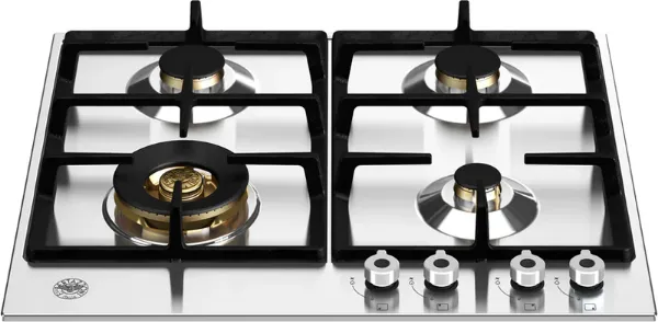 Bertazzoni P604LPROX Professional Series 69cm 4 Burner with Wok Burner Gas Hob in Stainless Steel