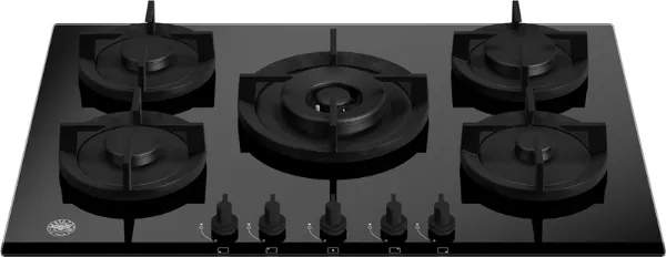 Bertazzoni P755CMODGNE Modern Series 75cm 5 Burner with Wok Burner Gas Hob in Black Glass