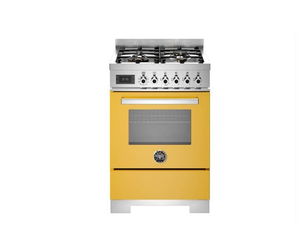 Bertazzoni PRO64L1EGIT2 Professional 60cm Single Dual Fuel Cooker in Yellow