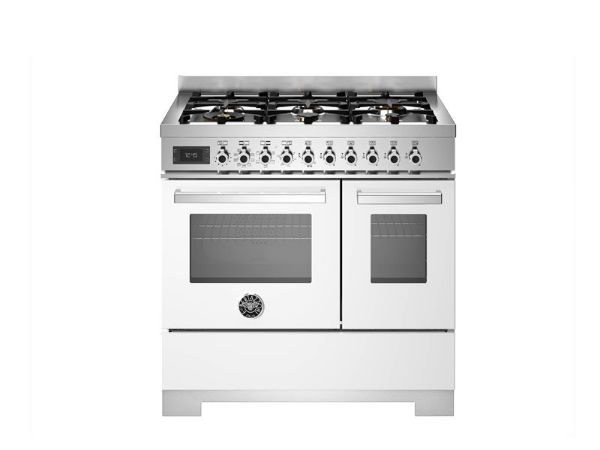 Bertazzoni PRO96L2EBIT2 Professional 90cm Double Dual Fuel Range Cooker in White