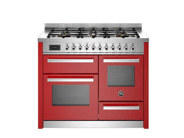 Bertazzoni PRO116L3EROT2 Professional 110cm Triple Dual Fuel Range Cooker in Red