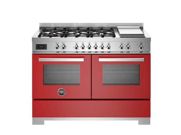 Bertazzoni PRO126G2EROT2 Professional 120cm Dual Fuel Range Cooker in Red