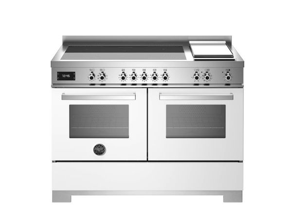 Bertazzoni PRO125I2EBIT2 Professional 120cm Double Oven Induction Top and Griddle Range Cooker in White