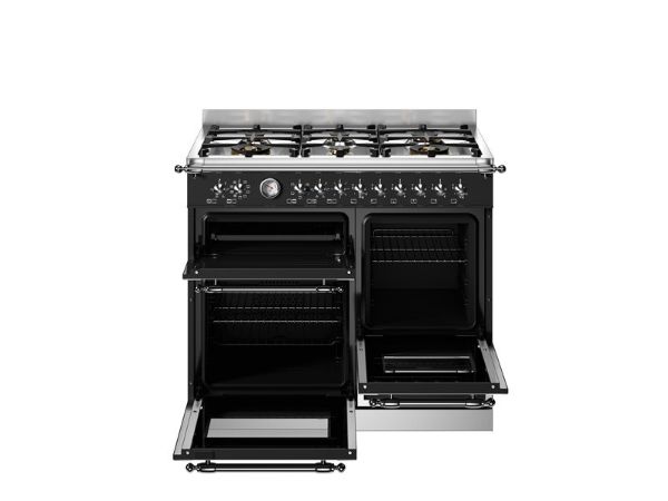 Bertazzoni HER106L2ENET2 Heritage 100cm Double Dual Fuel Range Cooker in Black