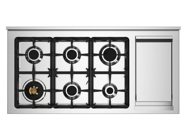 Bertazzoni HER126G2ENET2 Heritage 120cm Double Dual Fuel Burner and Griddle Range Cooker in Black
