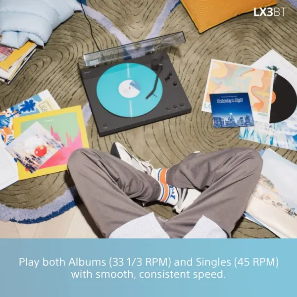 Sony PSLX3BT.CEK Wireless Bluetooth Turntable with Auto Playback - Dark Grey_room view 3