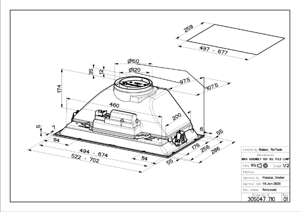 Faber Inca Smart C 52cm Light Grey Integrated Canopy Cooker Hood_dimensions