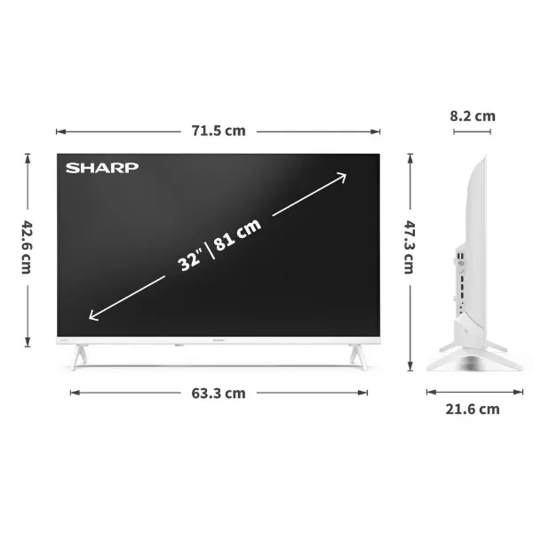 Sharp 1T-C32HE2245KW 32" HD Ready TiVo Smart TV - White_dimensions