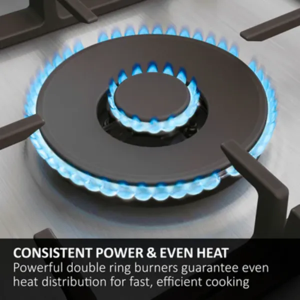 Haier HAVG6BF4TBPB Series 4 Gas on Glass Hob - Black - 4 Rings_power