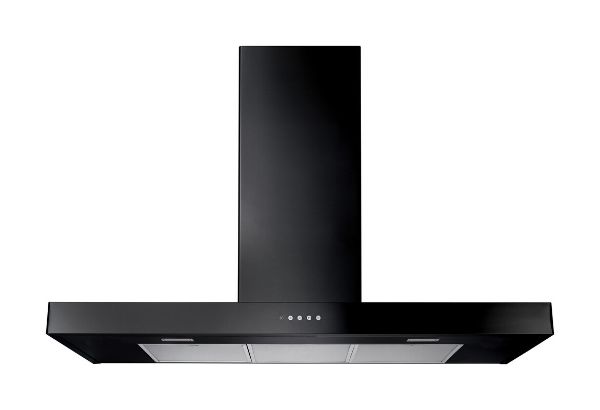 Rangemaster 134740 90cm Flat Cooker Hood in Black and Chrome - UHDF90BL/_main