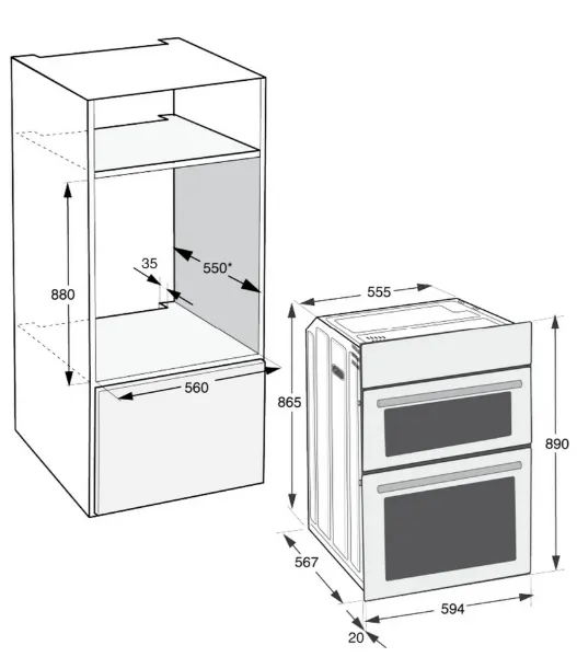 Hotpoint DIH82DIX 59.4cm Built In Electric Double Oven - Stainless Steel