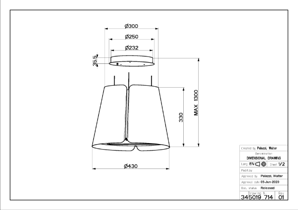 Faber Beat White Matt 45cm Island Cooker Hood_dimensions