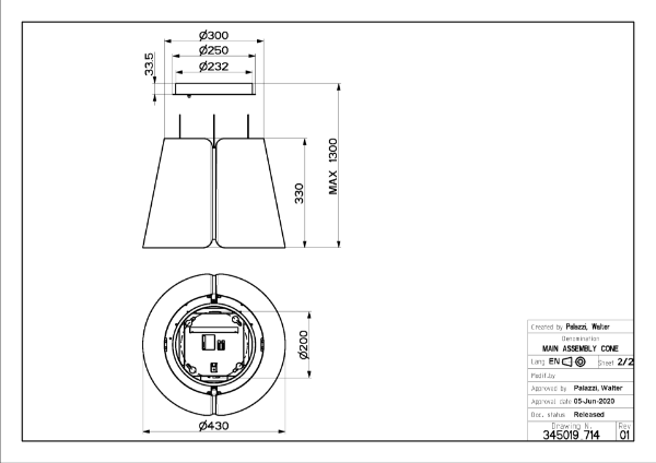 Faber Beat Dark Grey Matt 45cm Island Cooker Hood_diagram