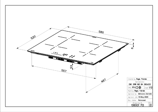 Faber FCH 64 BK KL Black Glass 60cm Induction Hob_dimensions