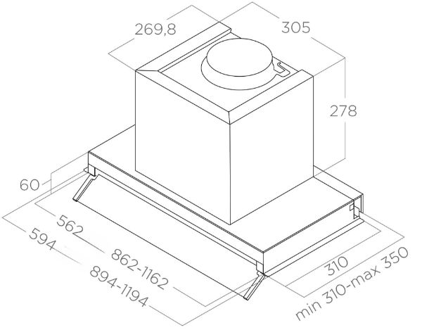 Elica BOXN-LX-ED-B60 Integrated Hood - Black_diagram