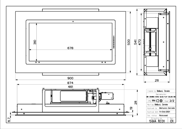 Heaven Glass 3.0 WH Slim KL A90 White Glass 90cm Ceiling Cooker Hood_diagram