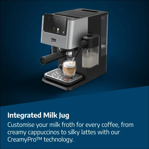 Beko CED7524X Espresso Machine with Integrated Grinder and Milk Cup - Silver_integrated milk jug